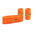 Orange High Quality 100% Cotton Terry Sweat Headband & Wristband Set for Sports